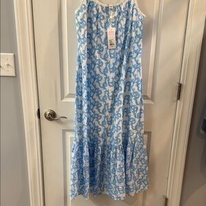 Lilly Pulitzer Blue and White Spaghetti Strap Sundress